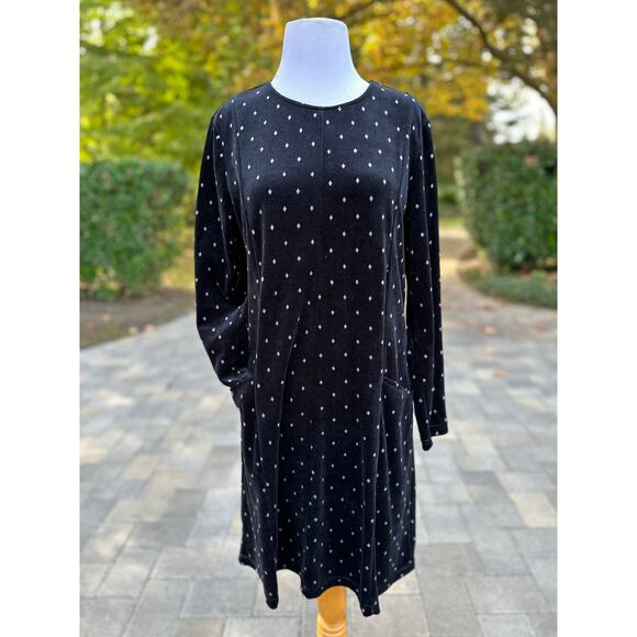 Black Velvet Dress Fall Winter Christmas Modest Lagenlook Coastal Cottage Church - Picture 5 of 11